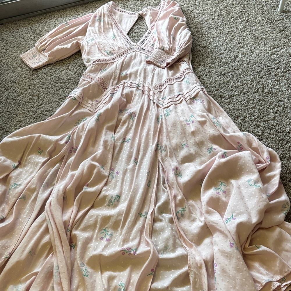 Free People Pink Floral Maxi Dress